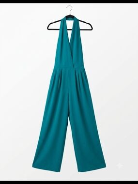 The NEW Boutique Teal Halter Wide-Leg Jumpsuit